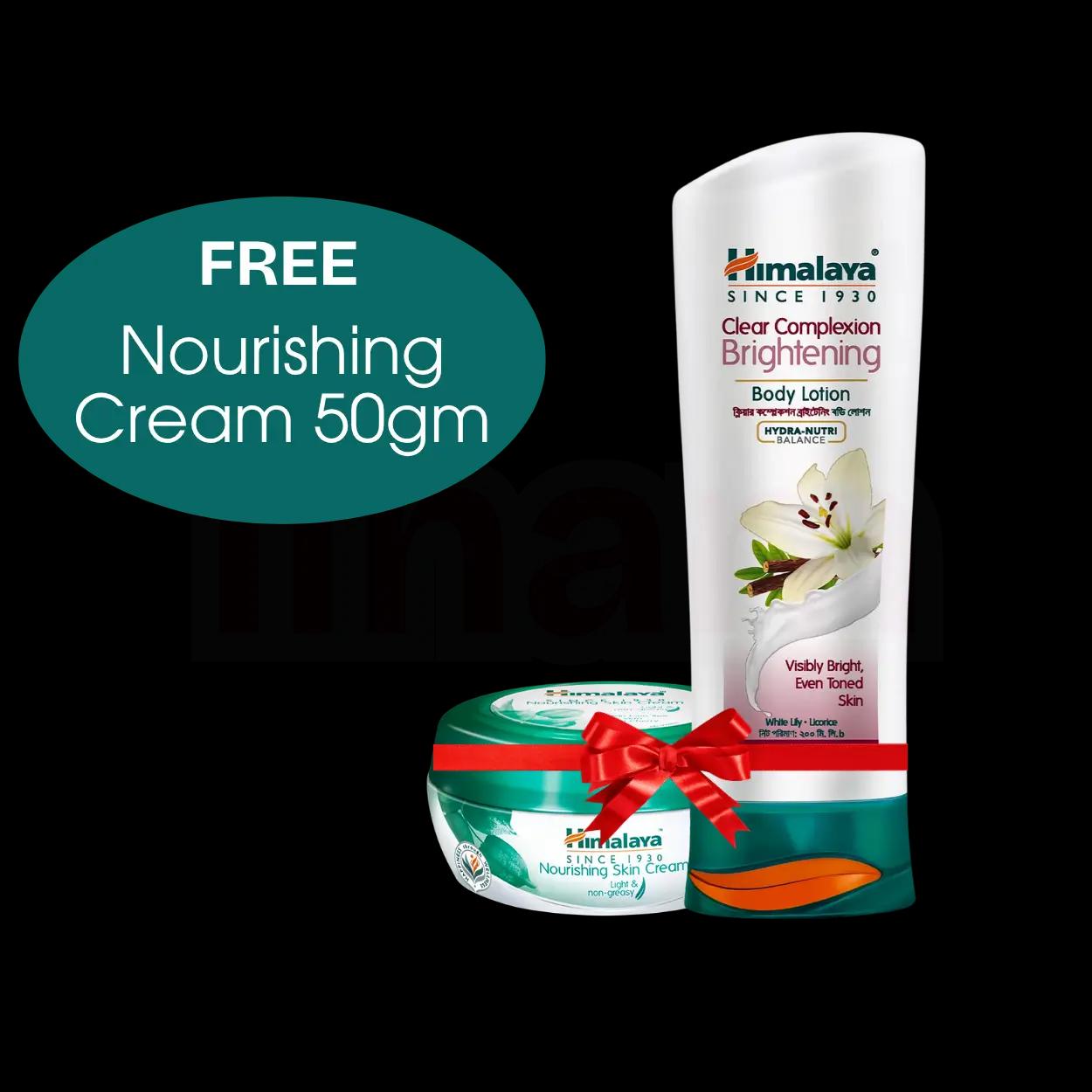 Buy 1 Himalaya Clear Complexion Brightening Body Lotion 200ml Get 1 Himalaya Nourishing Skin Cream 50g Free